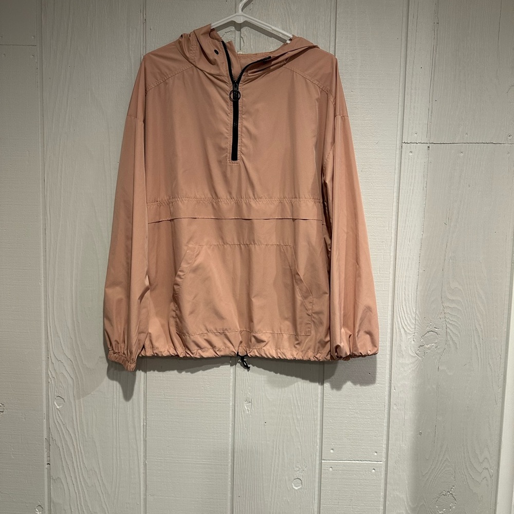Main Strip Light Pink Hooded Windbreaker Jacket